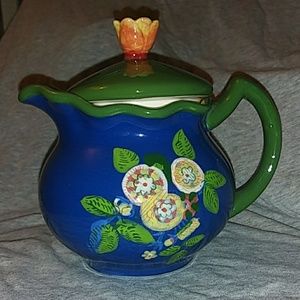 April Cornell Hand Painted Blue & Green Teapot